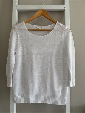 Eileen Fisher 100% Linen 3/4 Sleeve Net Weave Sweater